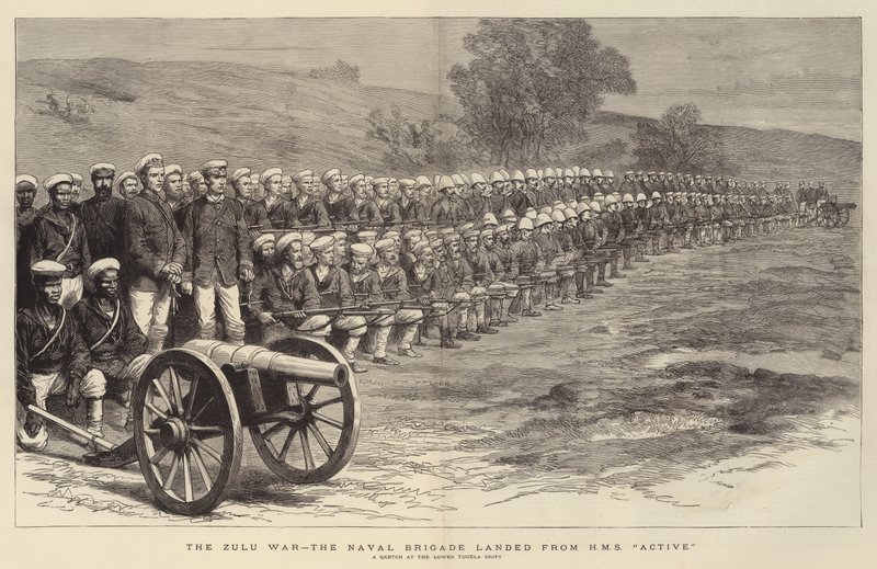 The Zulu War, the Naval Brigade landed from HMS "Active" (engraving) بواسطة مدرسة اللغة الإنجليزية