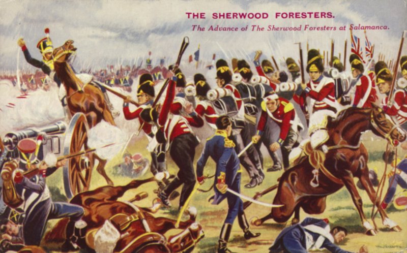 تقدم Sherwood Foresters في معركة سالامانكا ، إسبانيا ، حرب شبه الجزيرة ، 1812 بواسطة مدرسة اللغة الإنجليزية