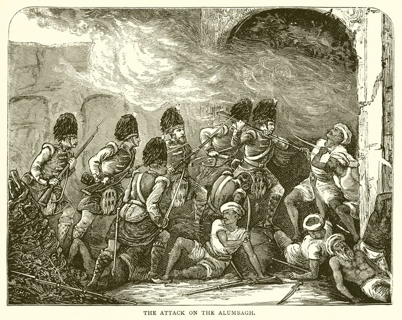 الهجوم على الومباغ (1857) بواسطة مدرسة اللغة الإنجليزية