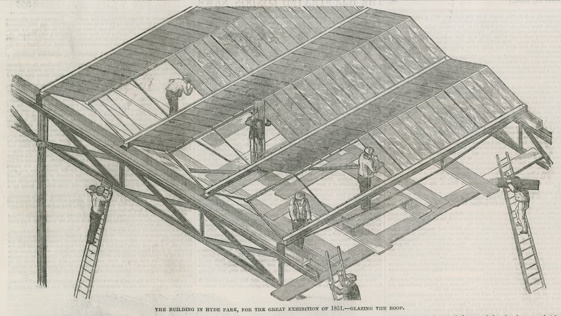 المبنى في هايد بارك ، لندن ، للمعرض الكبير لعام 1851 بواسطة مدرسة اللغة الإنجليزية
