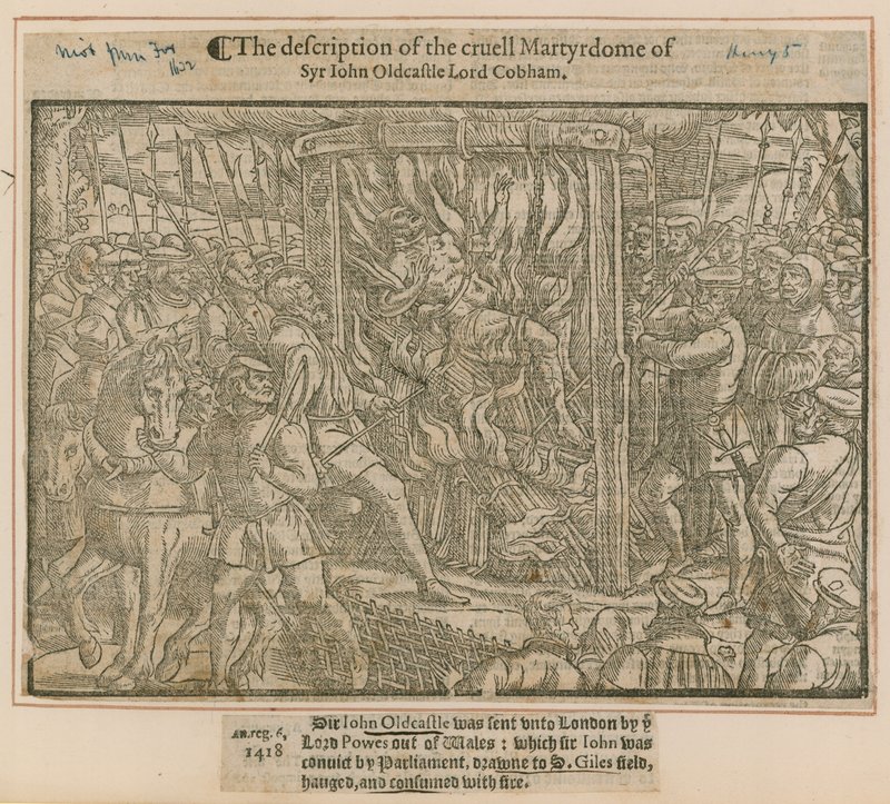 هذا الوصف ل cruell Martydome of Syr John Oldcastle Lord Cobham بواسطة مدرسة اللغة الإنجليزية