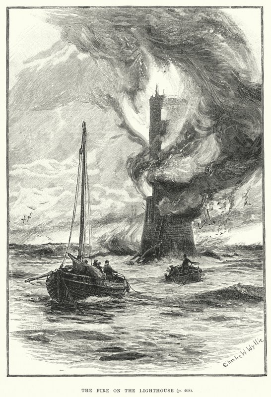 The fire on the lighthouse (engraving) بواسطة مدرسة اللغة الإنجليزية