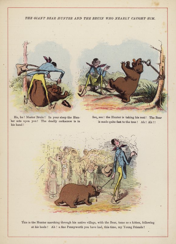 The giant bear hunter and the Bruin who nearly caught him (colour litho) بواسطة مدرسة اللغة الإنجليزية