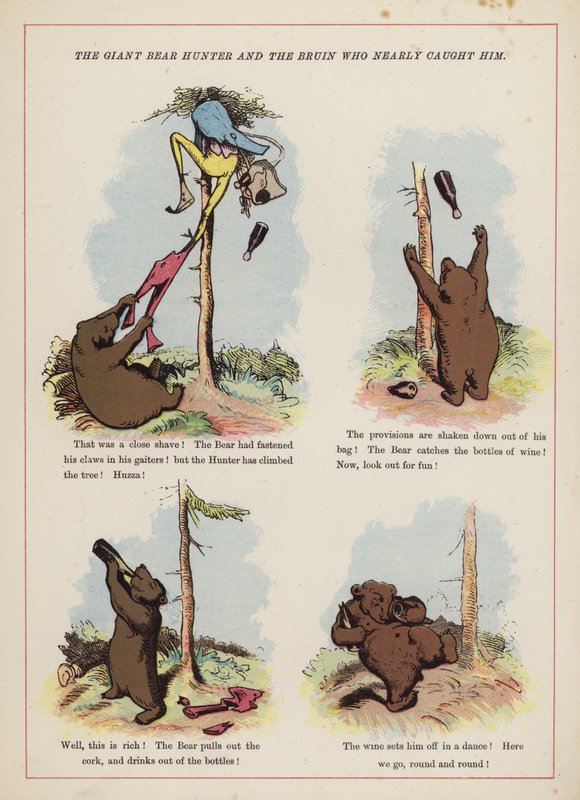 The giant bear hunter and the Bruin who nearly caught him (colour litho) بواسطة مدرسة اللغة الإنجليزية