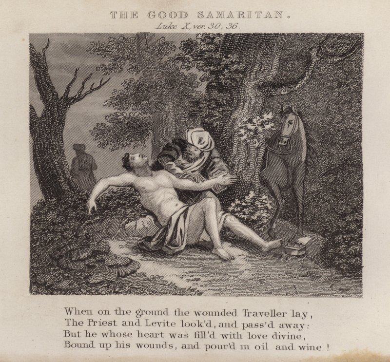 The good Samaritan, Luke X, ver 30, 36 (engraving) بواسطة مدرسة اللغة الإنجليزية