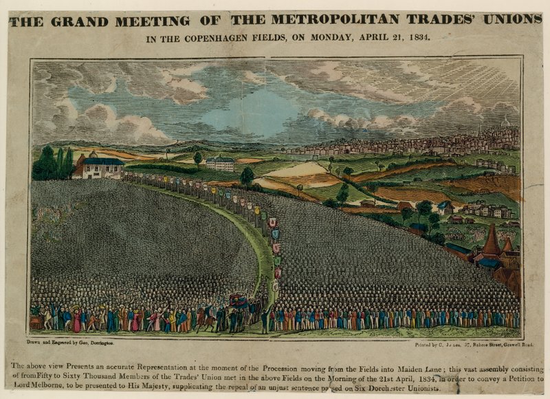 الاجتماع الكبير لاتحادات متروبوليتان في حقول كوبنهاجن ، 21 أبريل 1834 بواسطة مدرسة اللغة الإنجليزية
