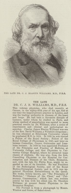 الراحل الدكتور CJ Blasius Williams، MD، FRS (نقش) بواسطة مدرسة اللغة الإنجليزية