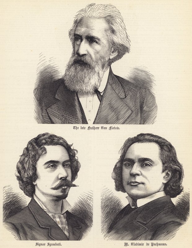 الراحل Freiherr Von Flotow ، Signor Sgambati ، M Vladimir de Pachmann (النقش) بواسطة مدرسة اللغة الإنجليزية