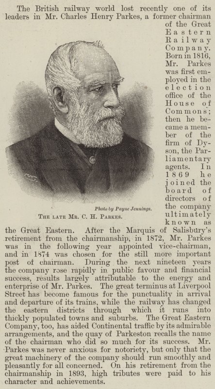 المرحوم السيد CH Parkes (نقش) بواسطة مدرسة اللغة الإنجليزية