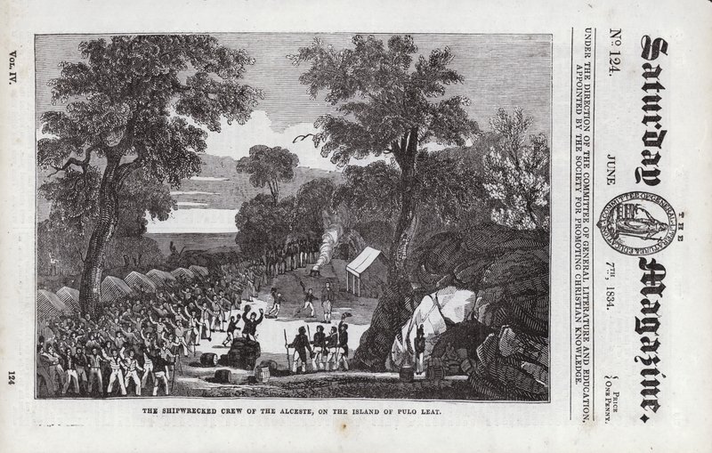 The shipwrecked crew of the Alceste, on the island of Pulo Lea (engraving) بواسطة مدرسة اللغة الإنجليزية