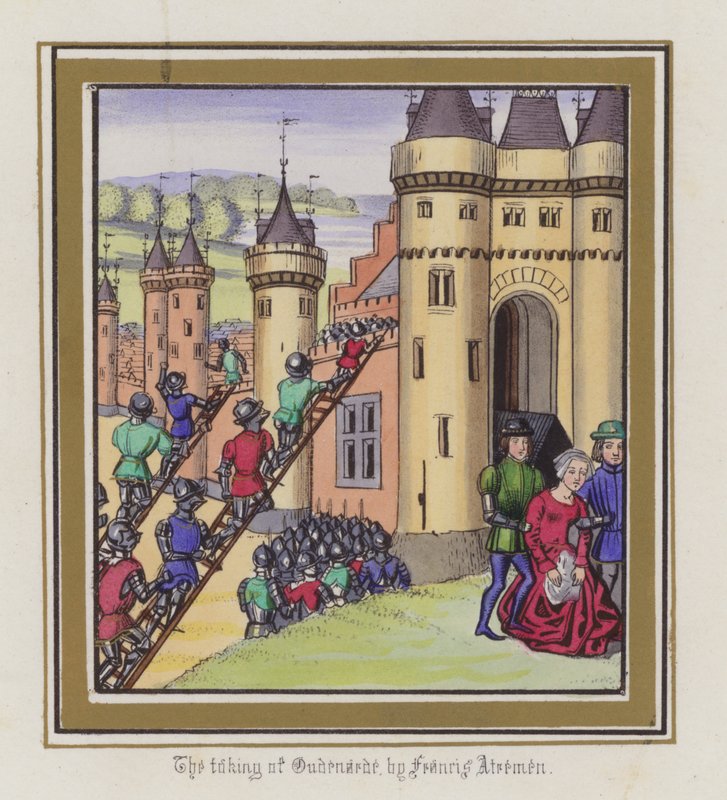 أخذ Oudenarde بواسطة Francis Atremen (نقش ملون) بواسطة مدرسة اللغة الإنجليزية