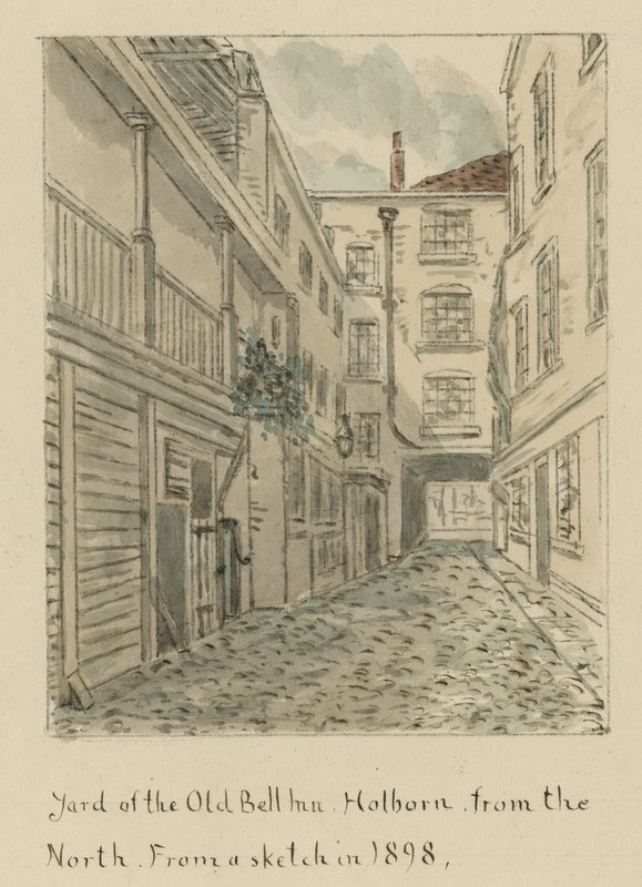 ساحة Old Bell Inn ، هولبورن ، لندن ، من الشمال (مرحاض على ورق) بواسطة مدرسة اللغة الإنجليزية