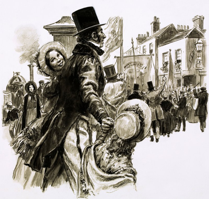 Thomas Cook organised his first tour in 1841 (gouache on paper) بواسطة مدرسة اللغة الإنجليزية