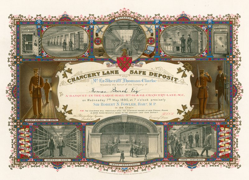 تذكرة مأدبة في القاعة الكبيرة للإيداع الآمن في Chancery Lane ، 61-62 Chancery Lane ، لندن بواسطة مدرسة اللغة الإنجليزية