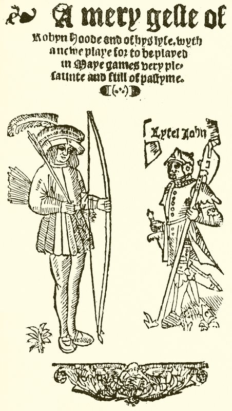 صفحة العنوان لـ A Mery Geste of Robyn Hood ، 1550 بواسطة مدرسة اللغة الإنجليزية