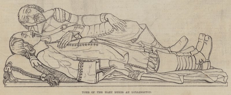 Tomb of the Hart Dykes at Lullingston (engraving) بواسطة مدرسة اللغة الإنجليزية