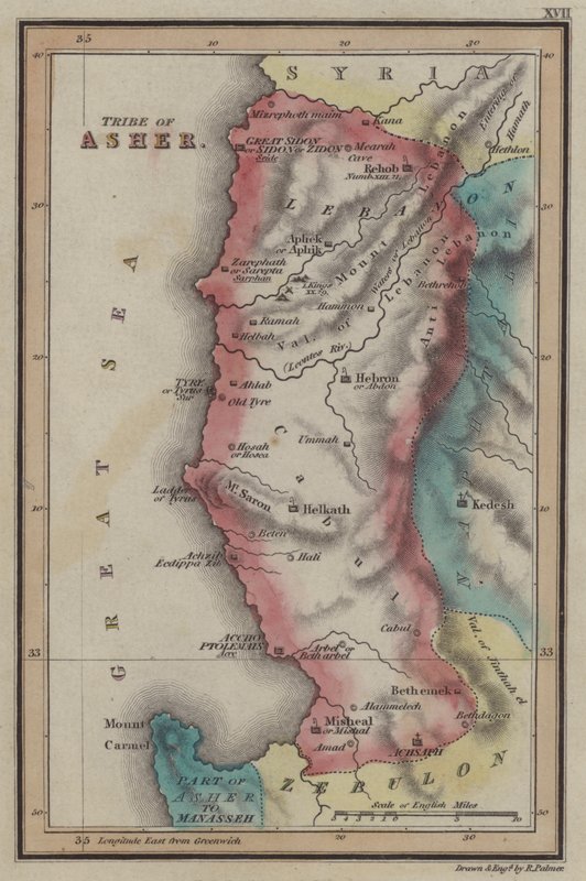 Tribe of Asher (coloured engraving) بواسطة مدرسة اللغة الإنجليزية