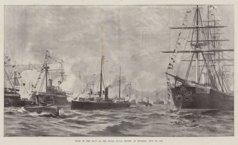 أنواع البحرية في Royal Naval Review at Spithead ، 23 يوليو 1887 (ليثو) بواسطة مدرسة اللغة الإنجليزية