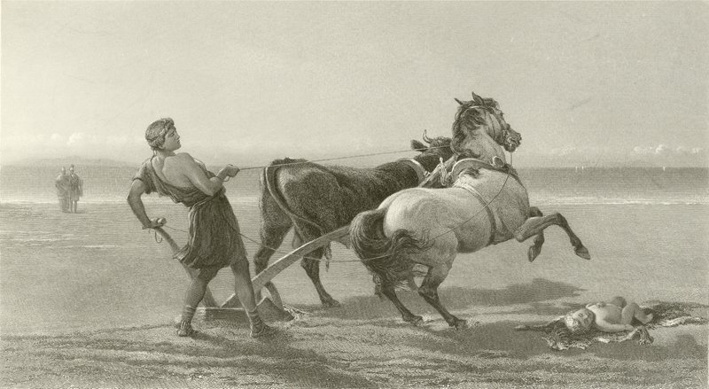 أوليس يحرث شاطئ البحر (الحفر) بواسطة مدرسة اللغة الإنجليزية
