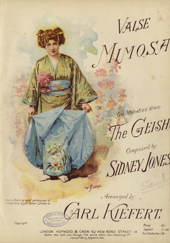 فالس ميموزا ، على ألحان من The Geisha ، ألحان سيدني جونز و ترتيب كارل كيفرت (لون ليثو) بواسطة مدرسة اللغة الإنجليزية