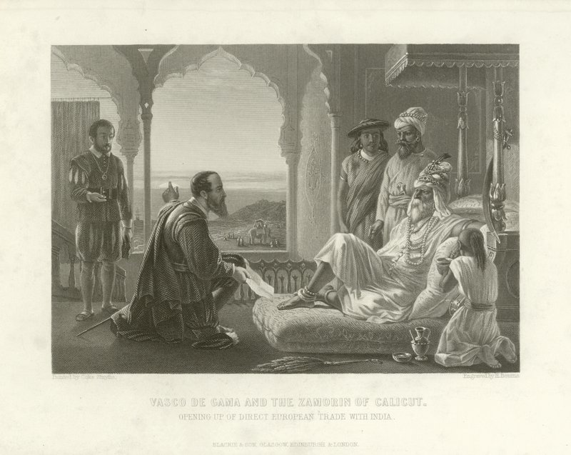 فاسكو دا جاما وزامورين كاليكوت ، 1498 بواسطة مدرسة اللغة الإنجليزية