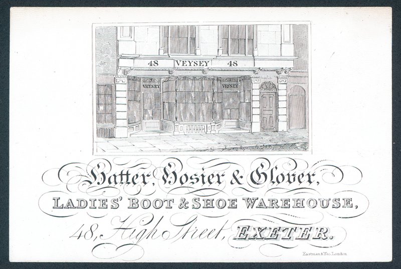Veysey، hatter، hosier & glover، trade card بواسطة مدرسة اللغة الإنجليزية