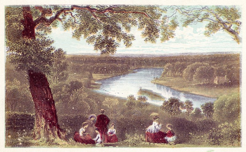 View from Terrace, Richmond Hill (colour litho) بواسطة مدرسة اللغة الإنجليزية