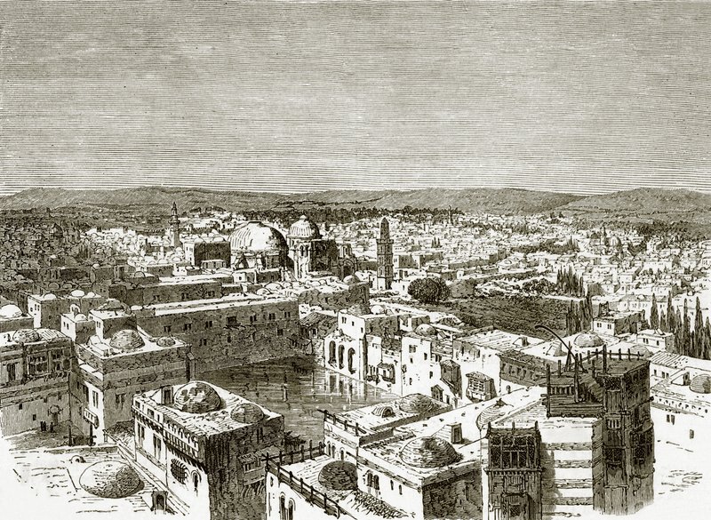 منظر للقدس من فوق بركة حزقيا بواسطة مدرسة اللغة الإنجليزية