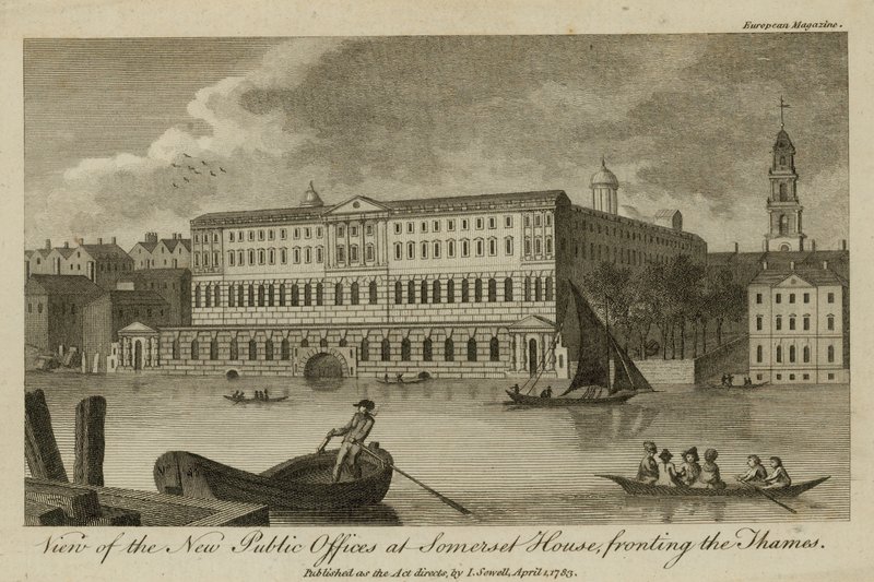 منظر للمكاتب العامة الجديدة في Somerset House ، مقابل نهر التايمز بواسطة مدرسة اللغة الإنجليزية