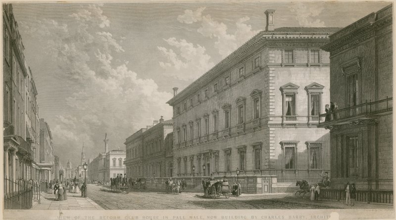 منظر لمبنى نادي الإصلاح في Pall Mall ، المبنى الآن ، بقلم تشارلز باري ، المهندس المعماري بواسطة مدرسة اللغة الإنجليزية