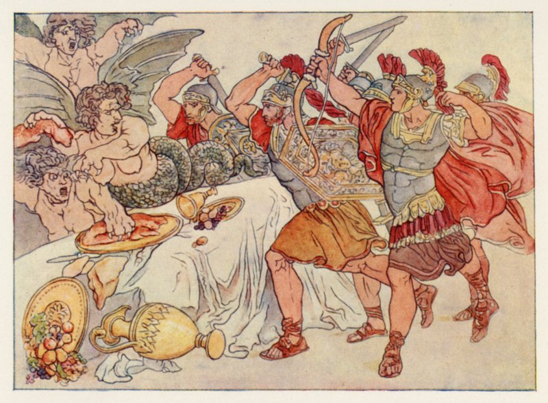 Virgil’s Aeneid: The Harpies (color litho) بواسطة مدرسة اللغة الإنجليزية