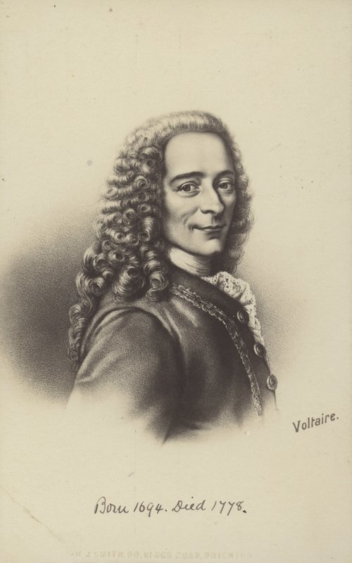 فولتير (1694-1778)، كاتب وفيلسوف وكاتب مسرحي فرنسي (ليثو) بواسطة مدرسة اللغة الإنجليزية