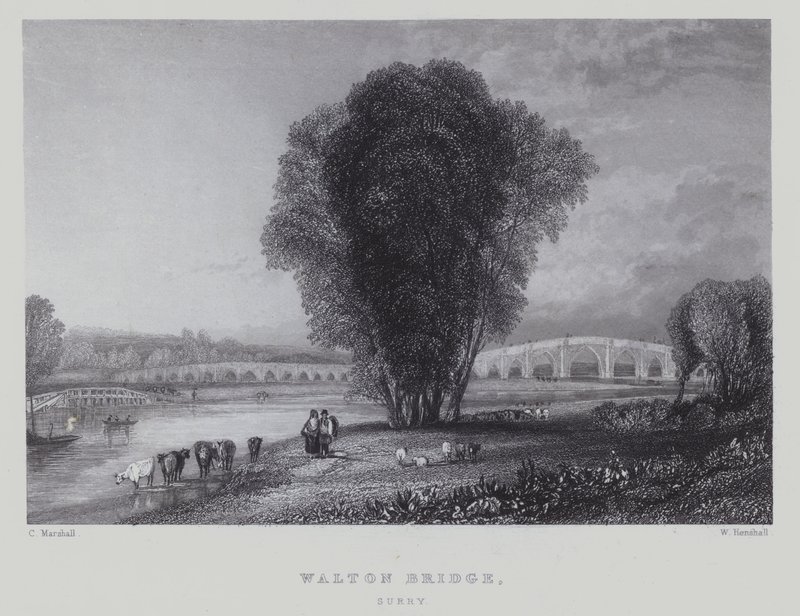 Walton Bridge, Surrey (engraving) بواسطة مدرسة اللغة الإنجليزية