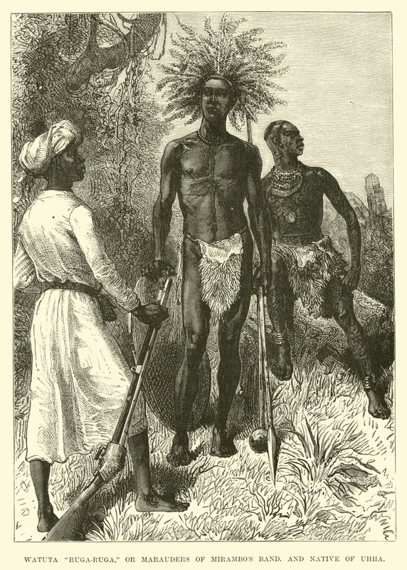 Watuta Ruga-Ruga ، أو Marauders من Mirambos band ، وموطنها Uhha بواسطة مدرسة اللغة الإنجليزية
