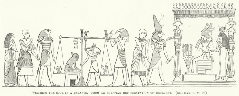 وزن الروح في ميزان من تمثيل مصري للحكم (نقش) بواسطة مدرسة اللغة الإنجليزية