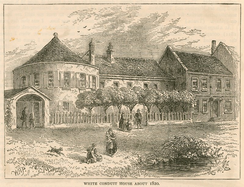 White Conduit House ، بنتونفيل ، لندن ، حوالي عام 1820 بواسطة مدرسة اللغة الإنجليزية