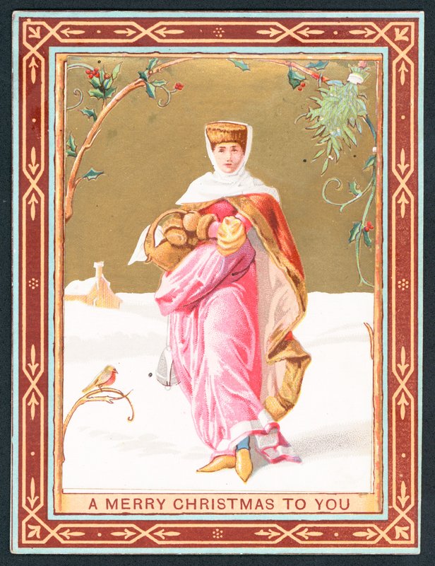 المرأة، سلة الحمل، إلى داخل، تساقط الثلج، عيد ميِد، Card بواسطة مدرسة اللغة الإنجليزية