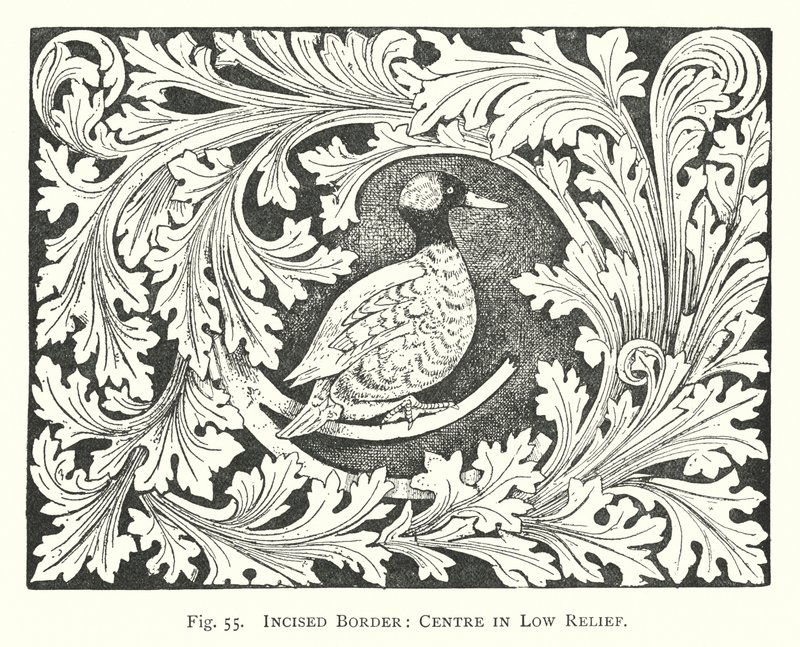 Wood carving: Incised border, centre in low relief (engraving) بواسطة مدرسة اللغة الإنجليزية