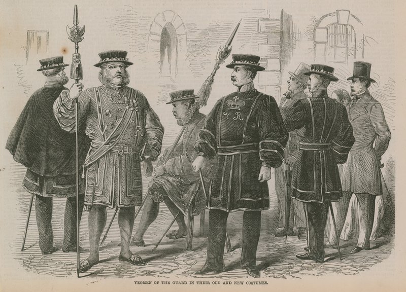 Yeomen of the Guard في أزياءهم القديمة والجديدة بواسطة مدرسة اللغة الإنجليزية