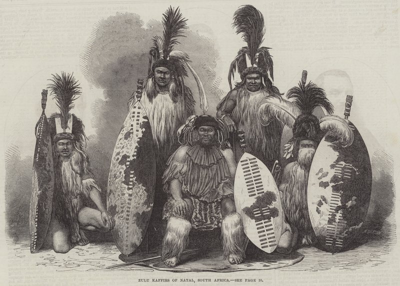 Zulu Kaffirs of Natal ، جنوب إفريقيا (نقش) بواسطة مدرسة اللغة الإنجليزية