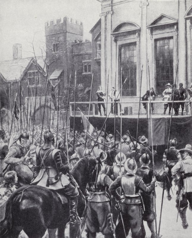 إعدام الملك تشارلز الأول خارج دار الولائم في وايتهول ، لندن ، 30 يناير 1649 (ليتو) بواسطة إرنست (بعد) كروفتس