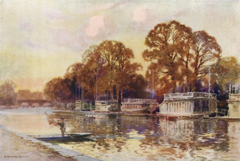 The College Barges و Folly Bridge (لون ليثو) بواسطة إرنست ويليام هاسلهوست