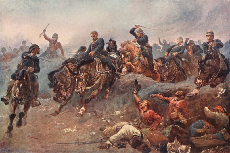 مدفعية بريطانية تدخل خطوط العدو في معركة تل الكبير ، مصر ، 1882 بواسطة إستيبان ماركيز دي فيلاسكو