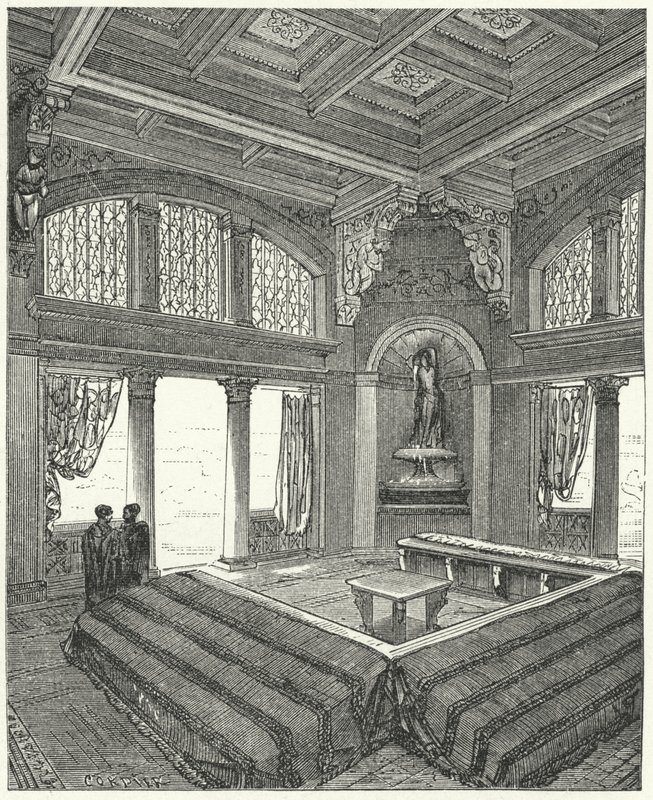 Triclinium ، غرفة طعام رسمية في مبنى روماني بواسطة يوجين إيمانويل بعد Viollet le Duc