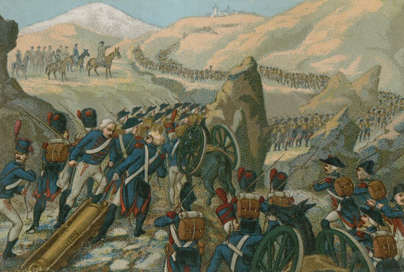 جيش نابليون يعبر ممر سانت برنارد العظيم إلى إيطاليا ، مايو 1800 بواسطة المدرسة الأوروبية