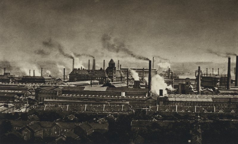 ألمانيا ، أعمال الصلب Krupp (b / w photo) بواسطة المصور الأوروبي