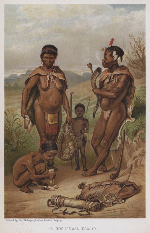 عائلة Bosjesman (chromolitho) بواسطة المدرسة الأوروبية