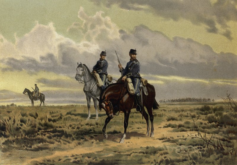 A Cavalry Advance (chromolitho) بواسطة المدرسة الأوروبية