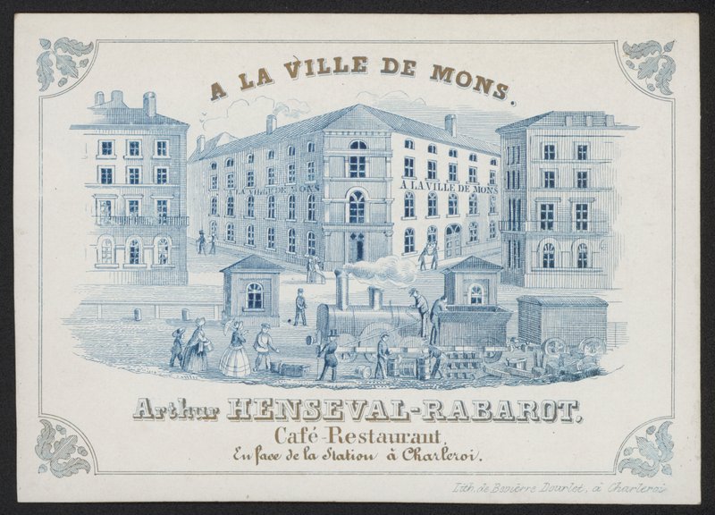 في La Ville De Mons ، Arthur Henseval-Rabarot ، مطعم مقهى (نقش) بواسطة المدرسة الأوروبية
