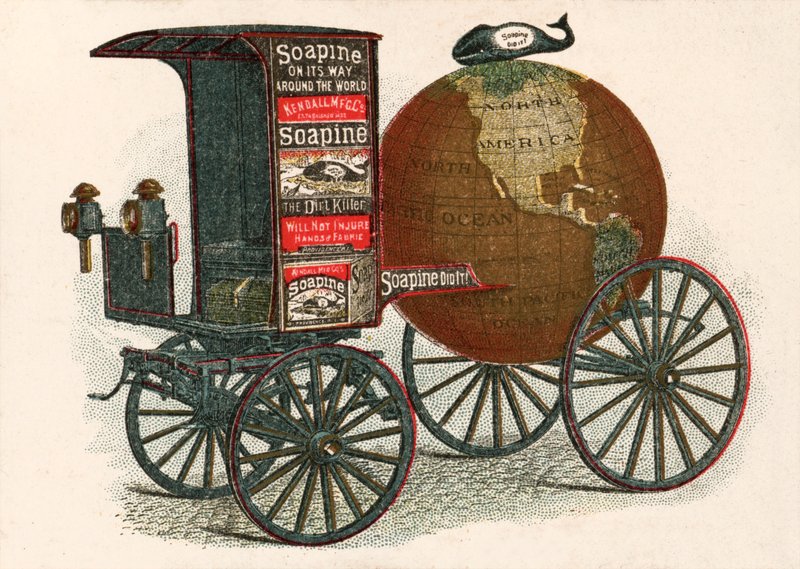 إعلان عن Soapine ، "The Dirt Killer" - منتج تنظيف أمريكي من القرن التاسع عشر (chromolitho) بواسطة المدرسة الأوروبية